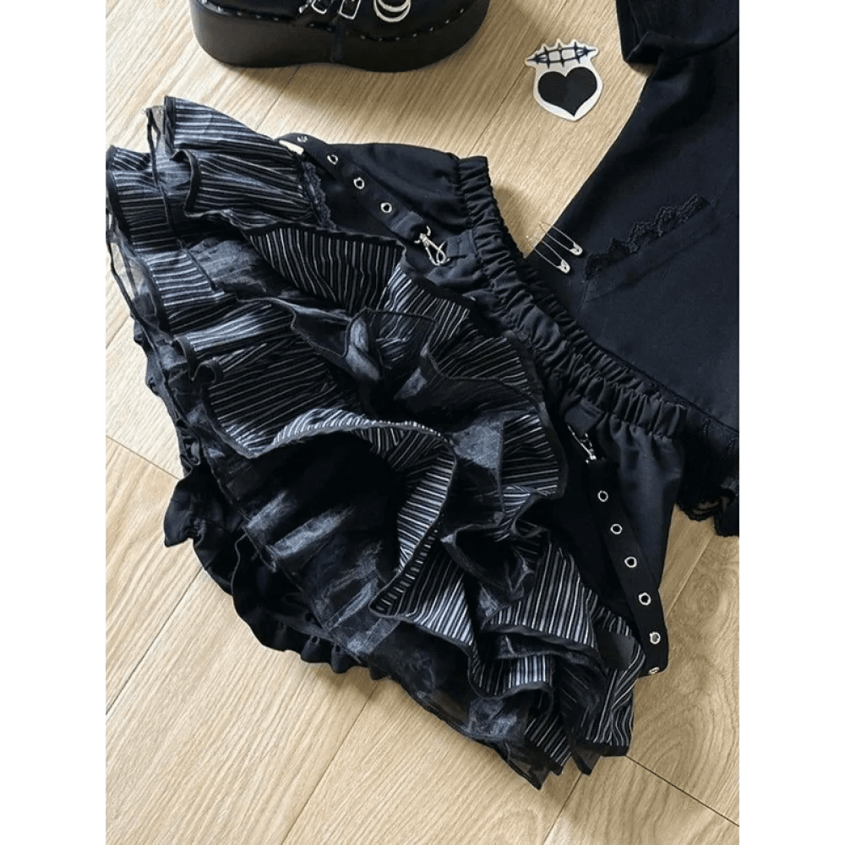 Black Punk Ruffle Mini Skirt - Pendo Store