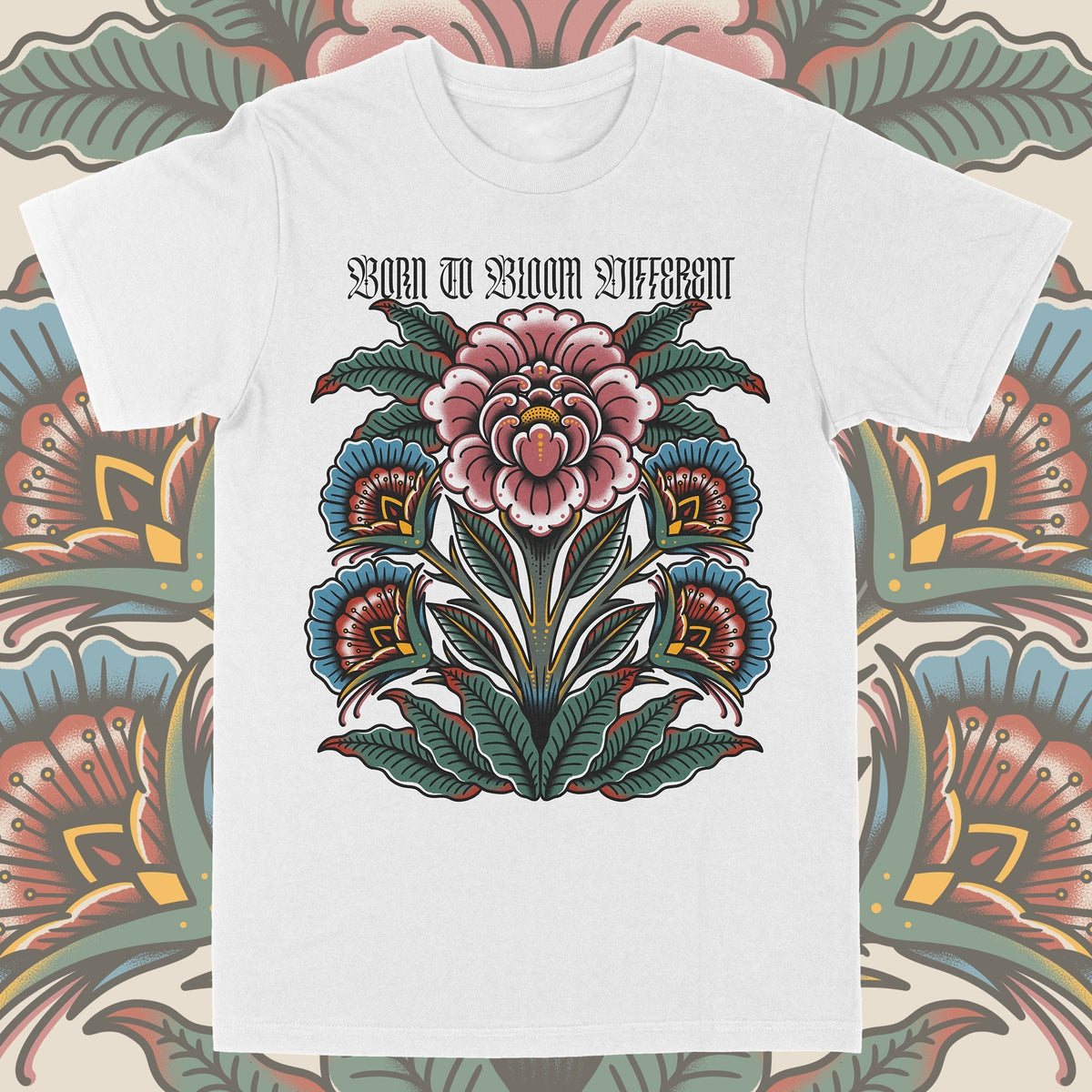 Bloom Different T-Shirt – Traditional Tattoo Flower Design - Pendo Store