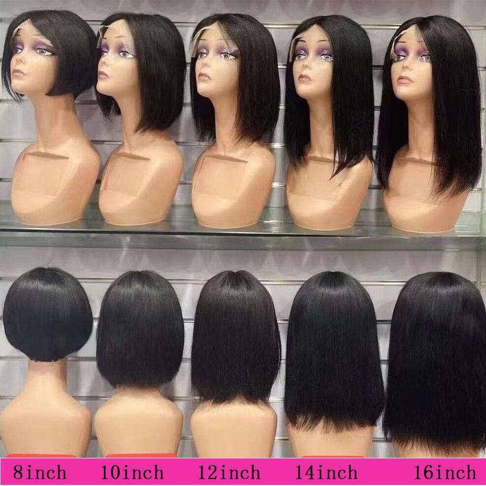 Bob Wig Short Lace Front Human Hair Wigs For Women Brazilian Bone Straight Frontal Wig Short Pixie Cut Human Hair Wigs For Black Women Gifts for Girlfriends - Pendo Store