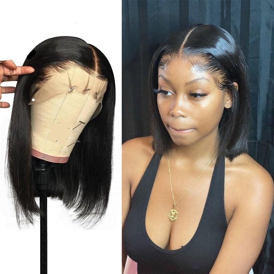 Bob Wig Short Lace Front Human Hair Wigs For Women Brazilian Bone Straight Frontal Wig Short Pixie Cut Human Hair Wigs For Black Women Gifts for Girlfriends - Pendo Store