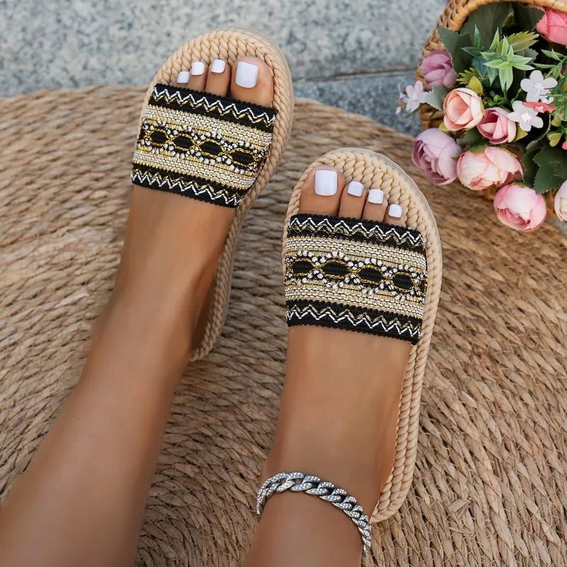 Bohemian Platform Slide Sandals - Pendo Store