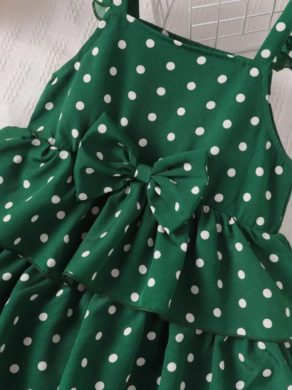 Bow Polka Dot Square Neck Layered Dress - Pendo Store