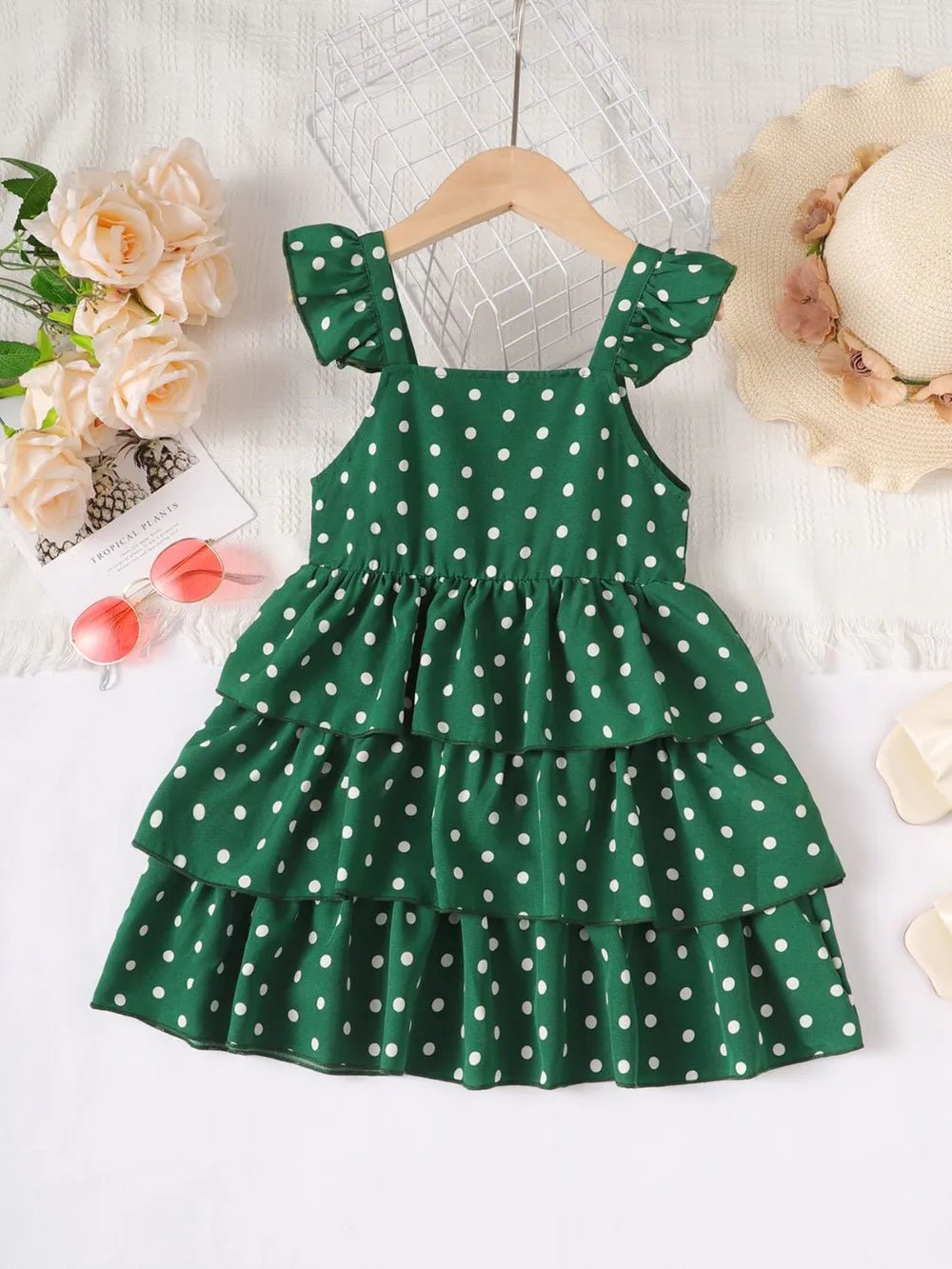 Bow Polka Dot Square Neck Layered Dress - Pendo Store
