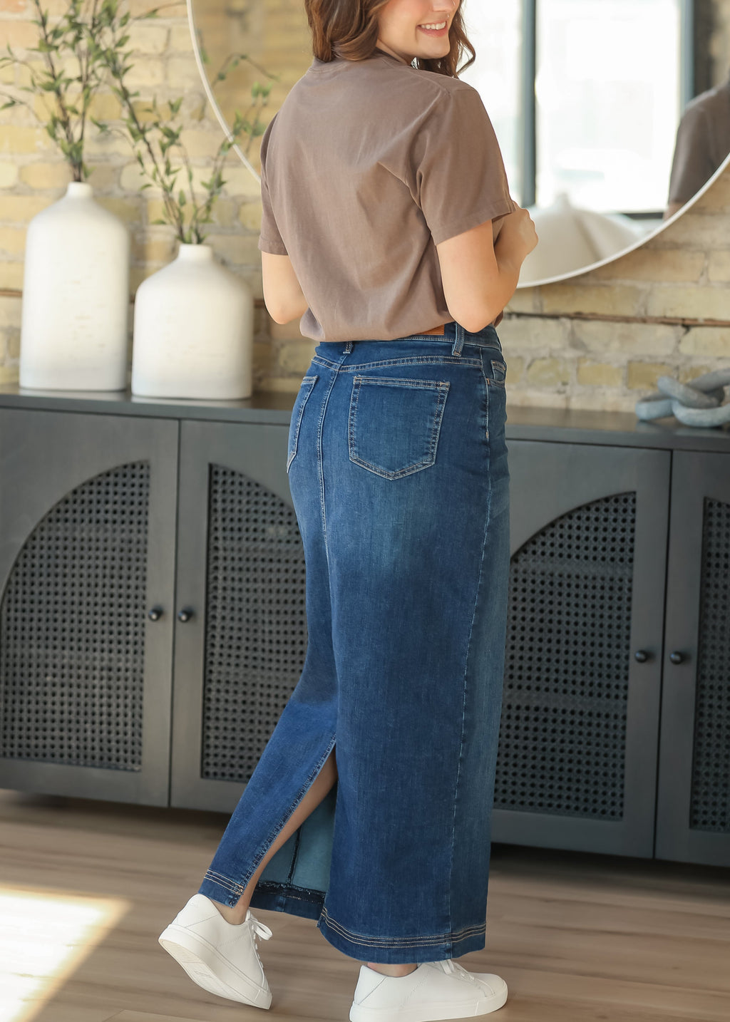 Bria Dark Wash Denim Maxi Skirt - FINAL SALE - Pendo Store