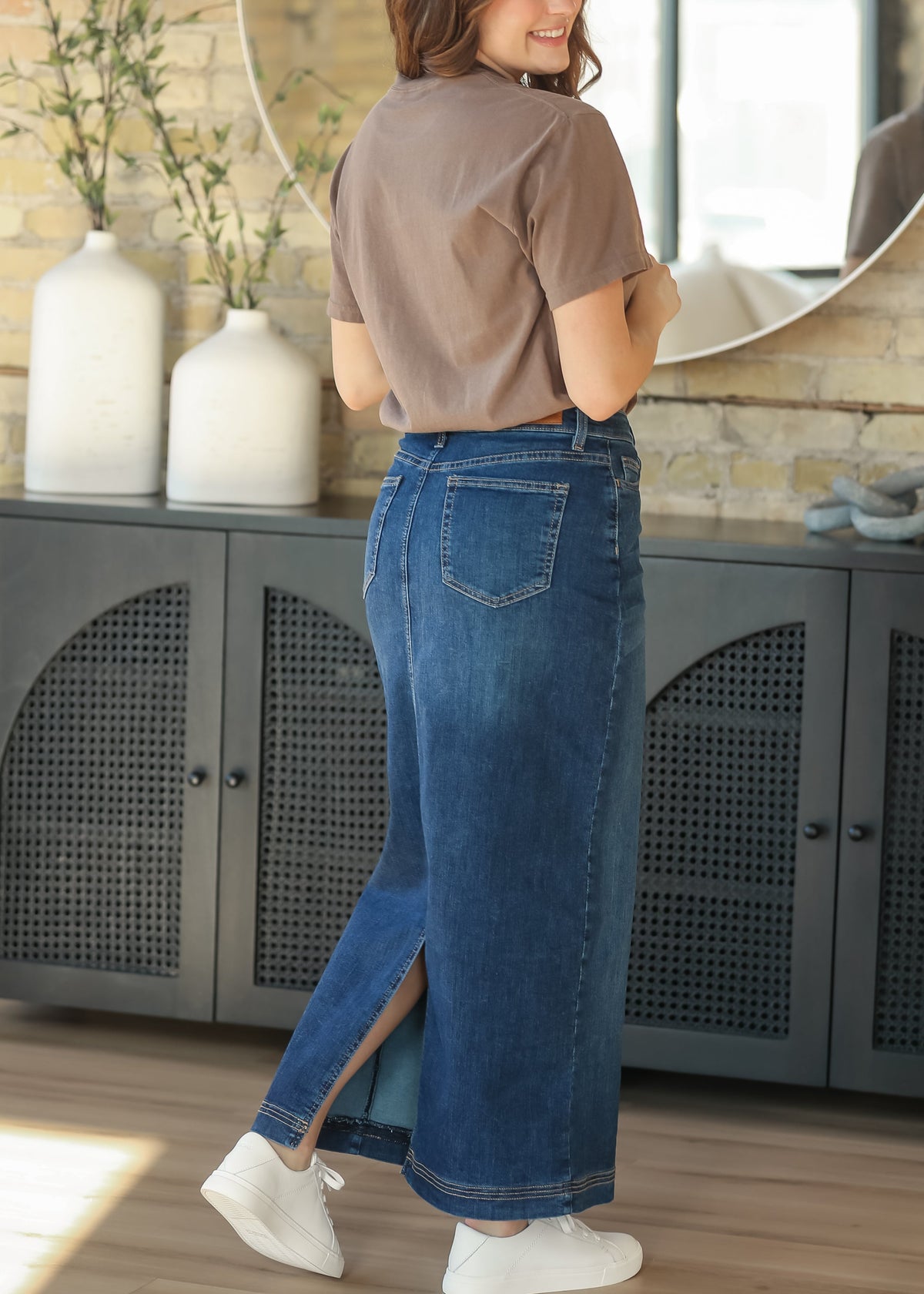 Bria Dark Wash Denim Maxi Skirt - FINAL SALE - Pendo Store