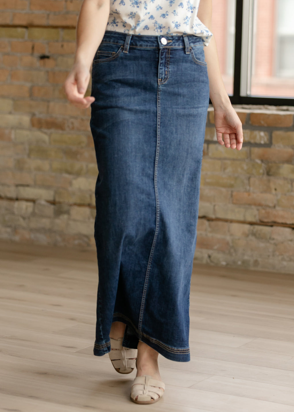 Bria Dark Wash Denim Maxi Skirt - FINAL SALE - Pendo Store