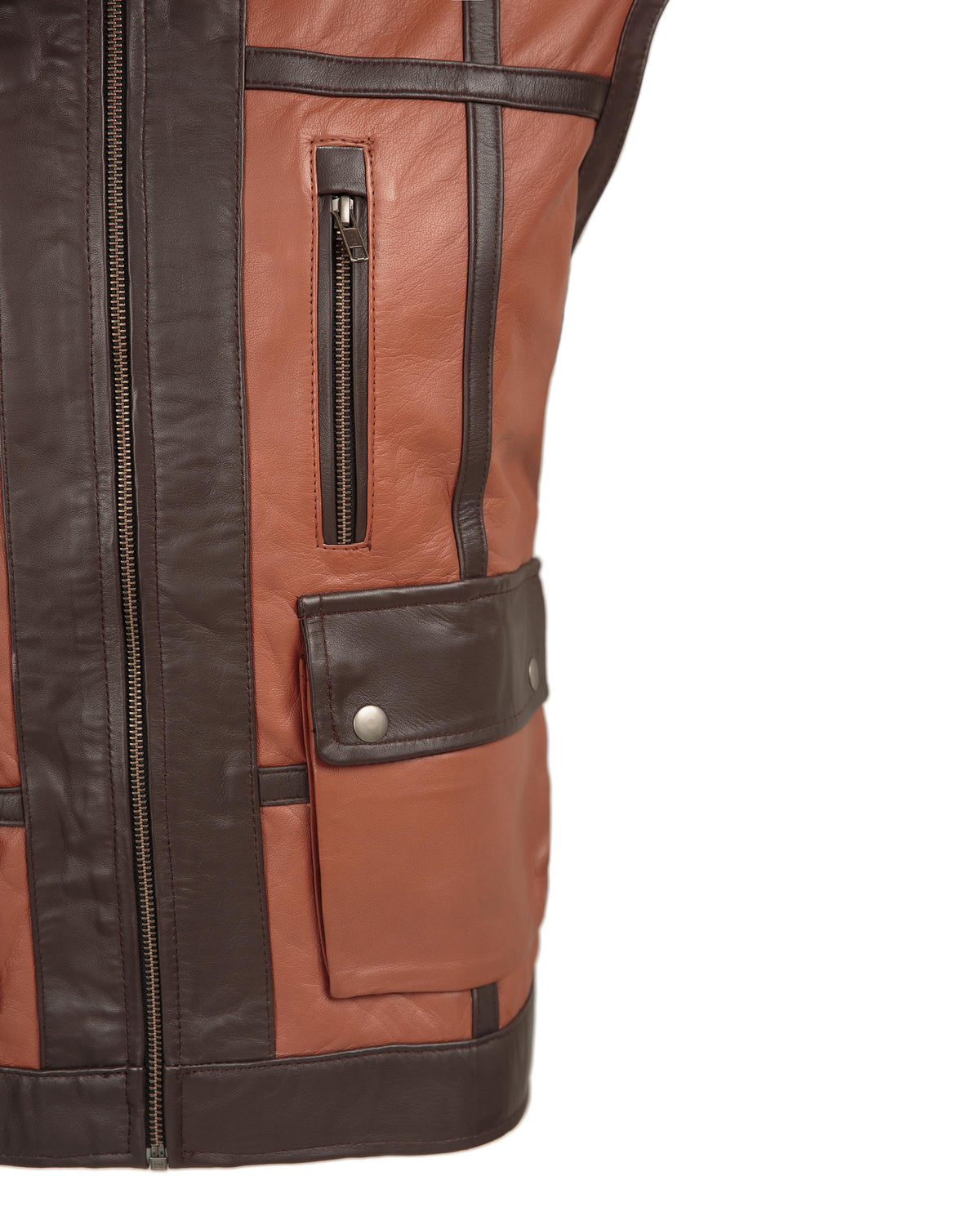 Brown Leather Hunter Vest - Pendo Store