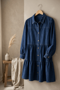Button Down Babydoll Ruffle Denim Dress - Pendo Store