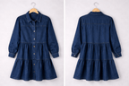 Button Down Babydoll Ruffle Denim Dress - Pendo Store