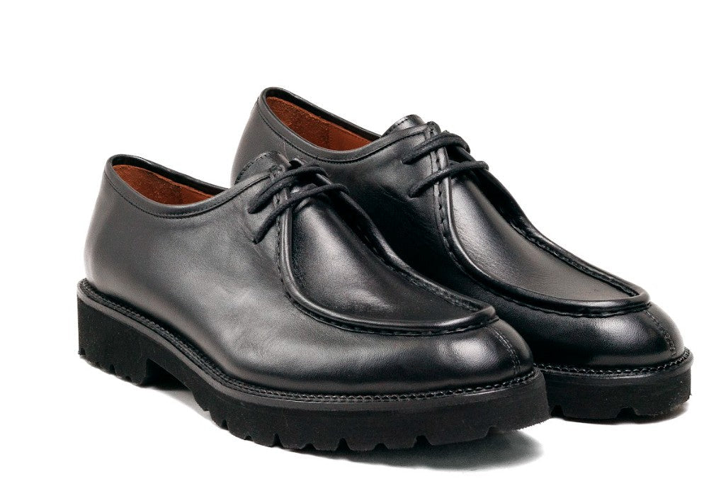 C Collection Calfskin Lace Up Shoe - Black - Pendo Store