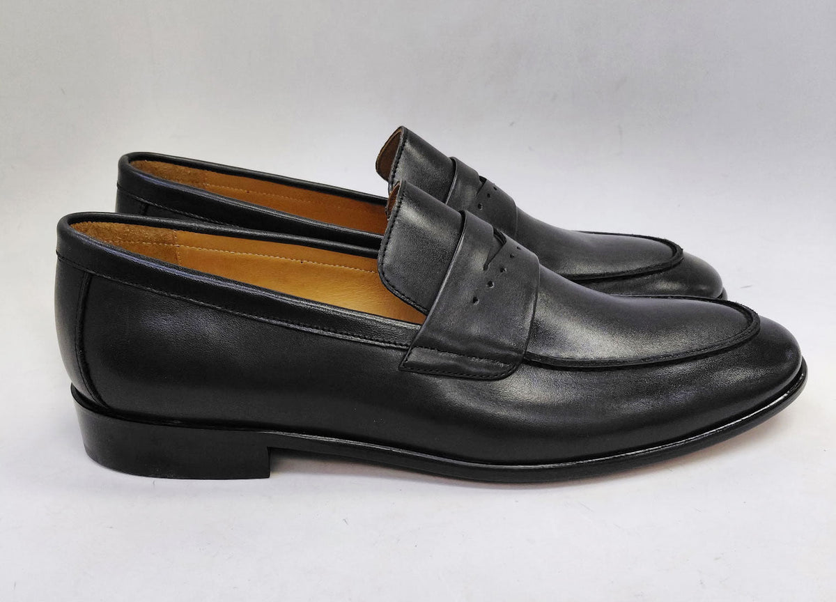 C Collection Calfskin Penny Loafer - Black - Pendo Store