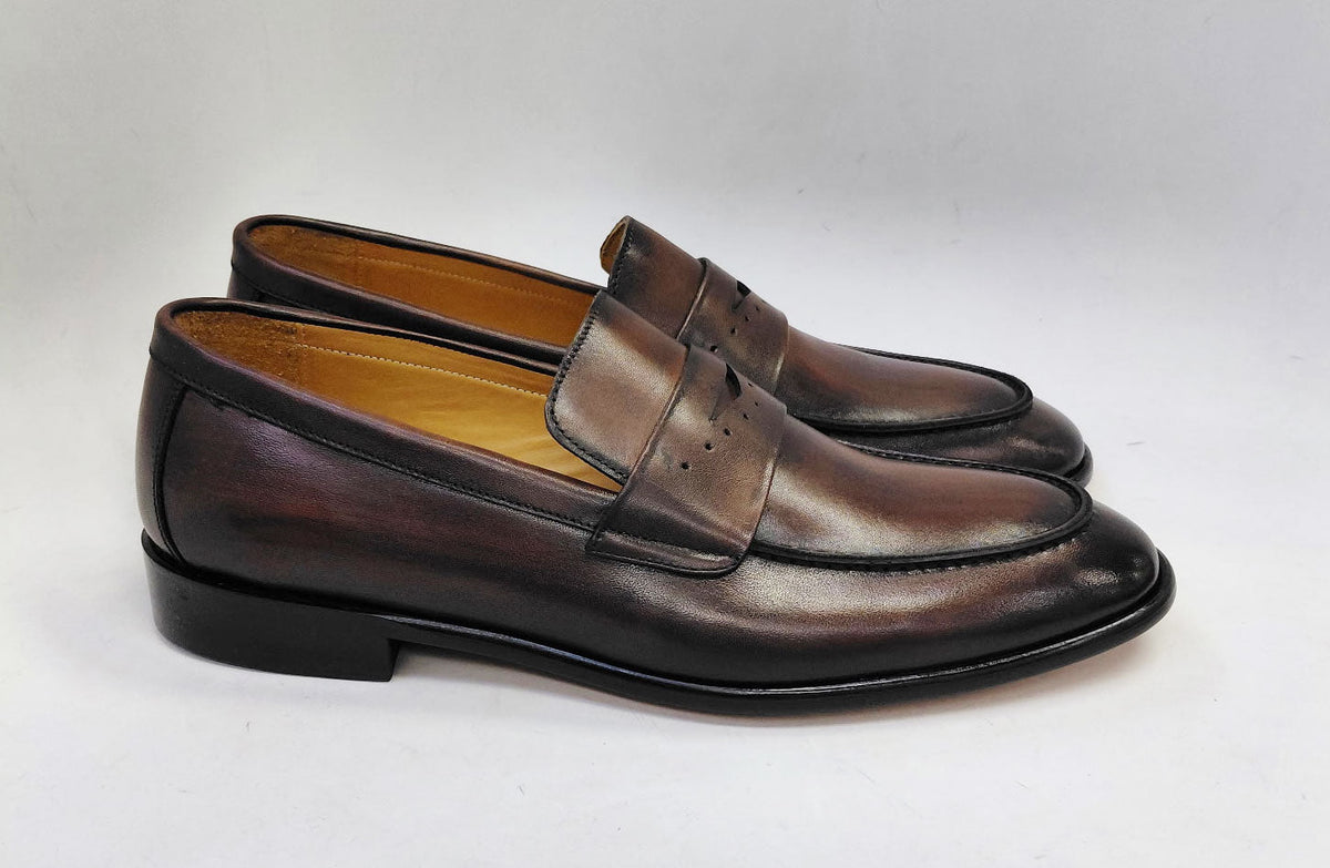 C Collection Calfskin Penny Loafer - Brown - Pendo Store