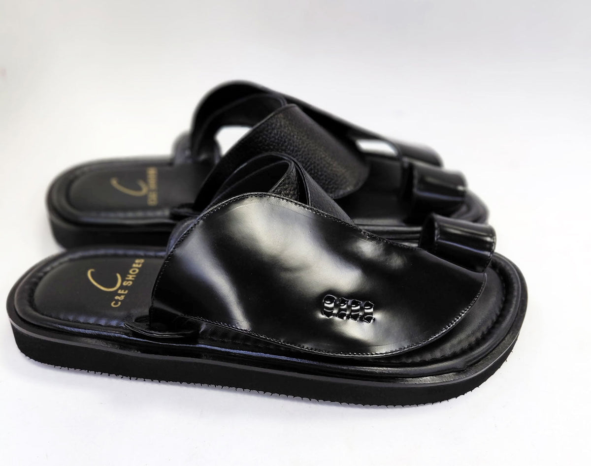C Collection Calfskin Sandal - Black - Pendo Store