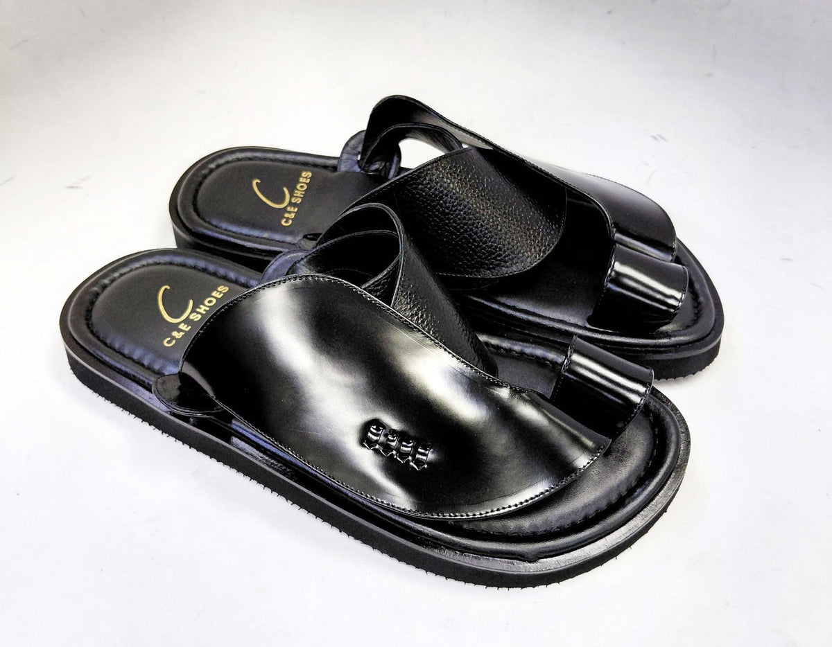 C Collection Calfskin Sandal - Black - Pendo Store