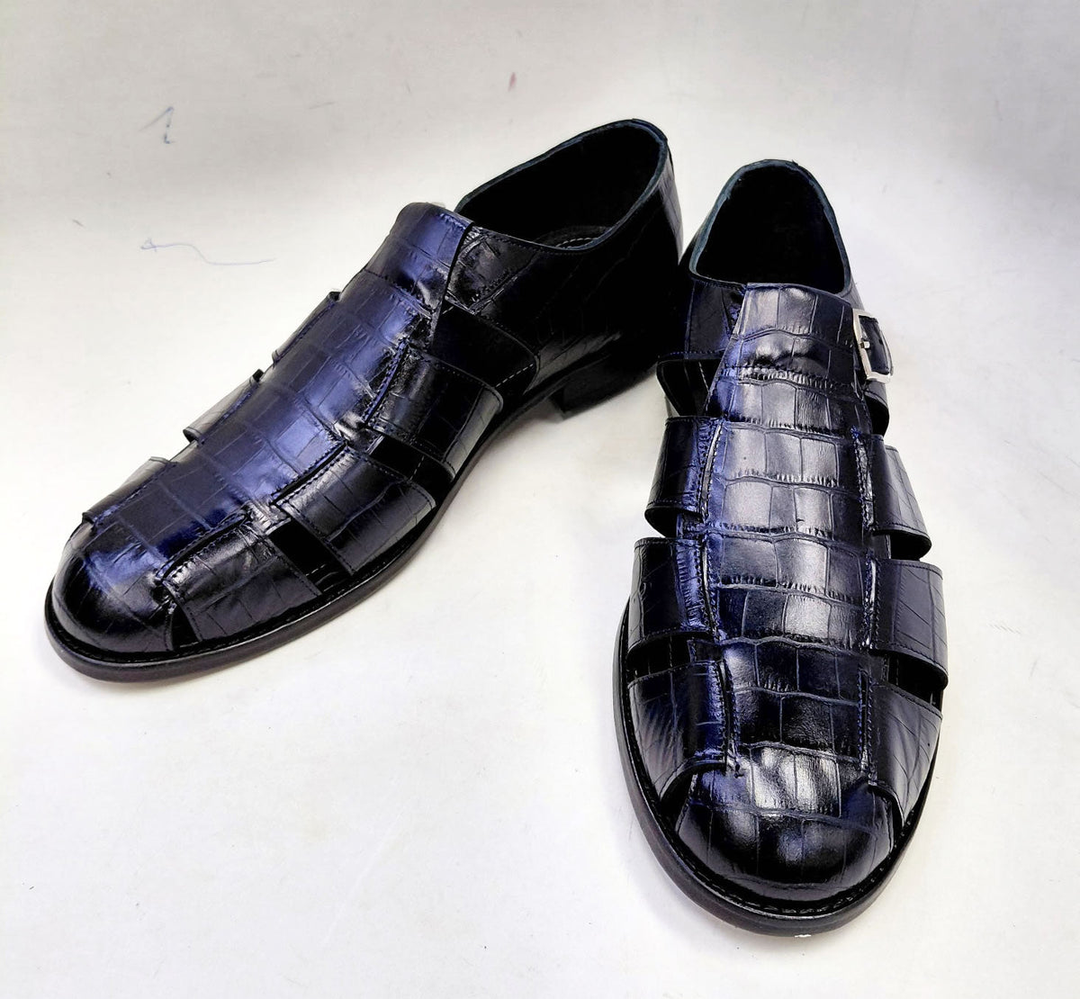 C Collection Crocodile Sandal - Blue - Pendo Store