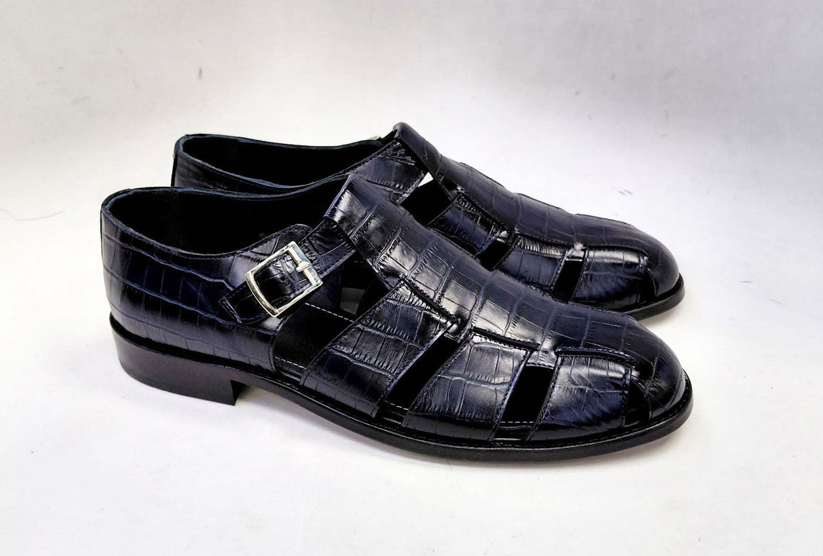 C Collection Crocodile Sandal - Blue - Pendo Store