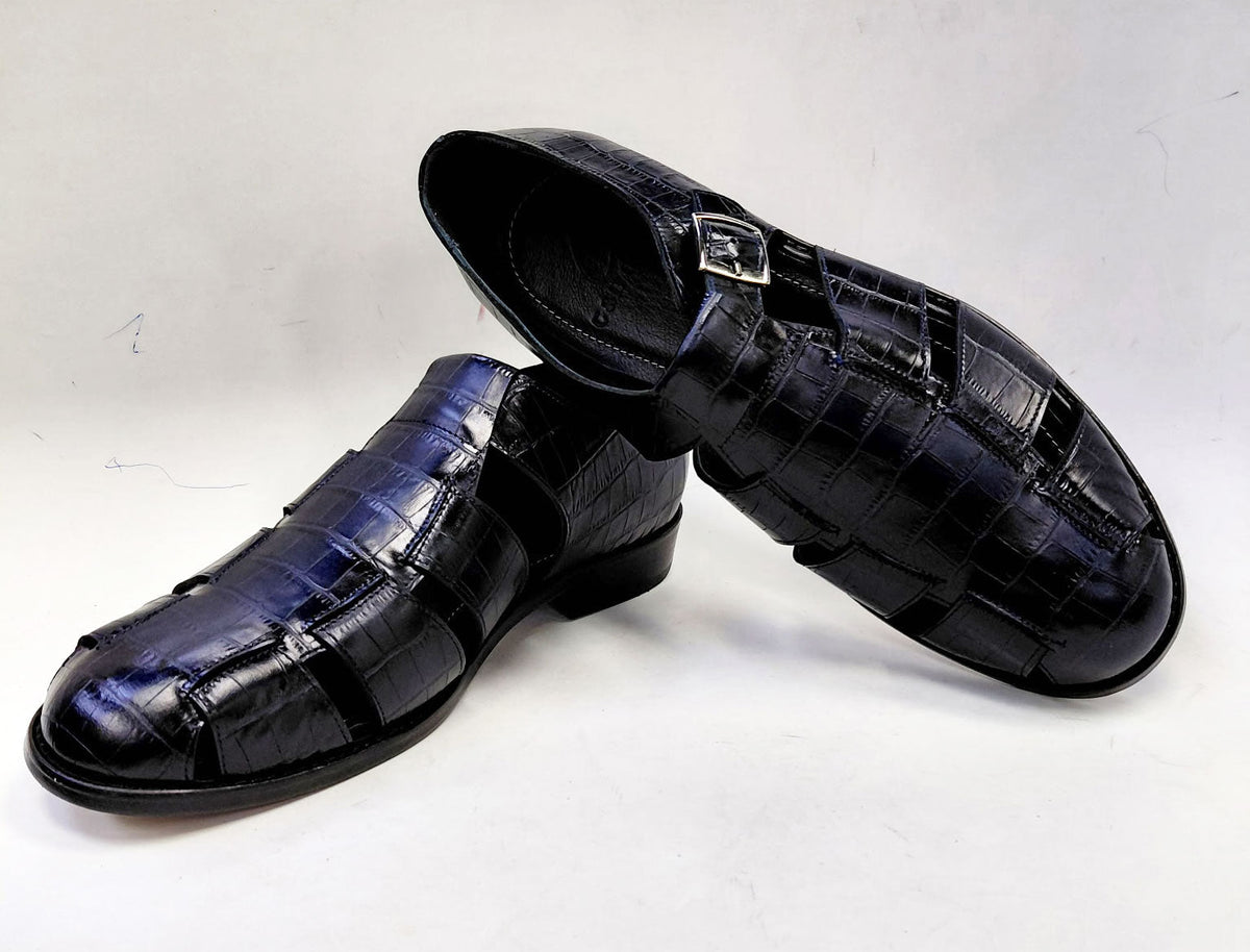 C Collection Crocodile Sandal - Blue - Pendo Store