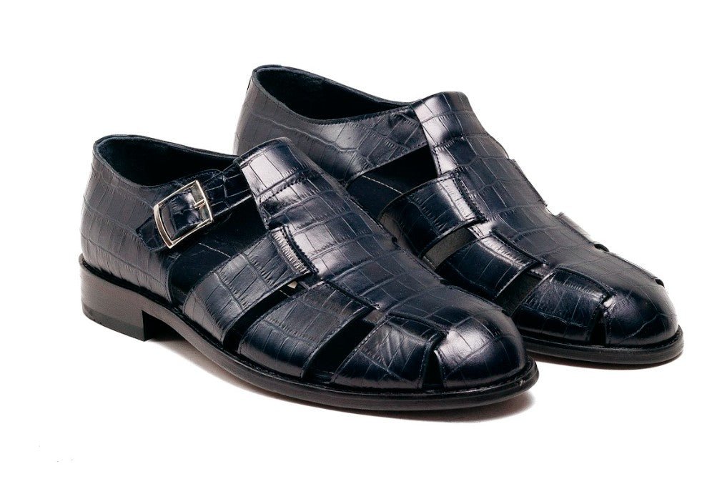 C Collection Crocodile Sandal - Blue - Pendo Store
