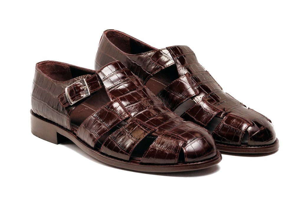C Collection Crocodile Sandal - Brown - Pendo Store