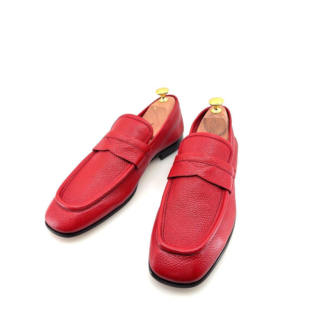 C Collection Deerskin Penny Loafer - Red - Pendo Store