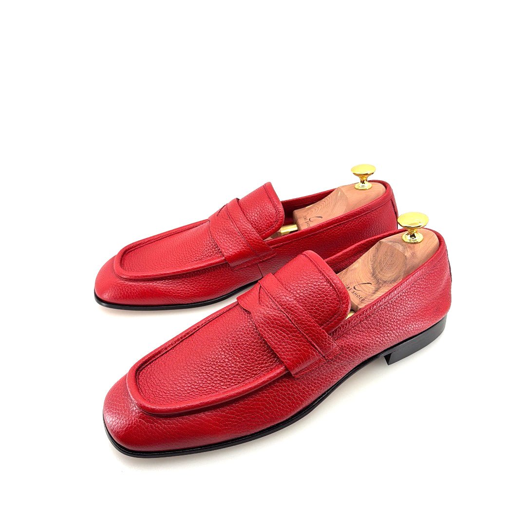 C Collection Deerskin Penny Loafer - Red - Pendo Store