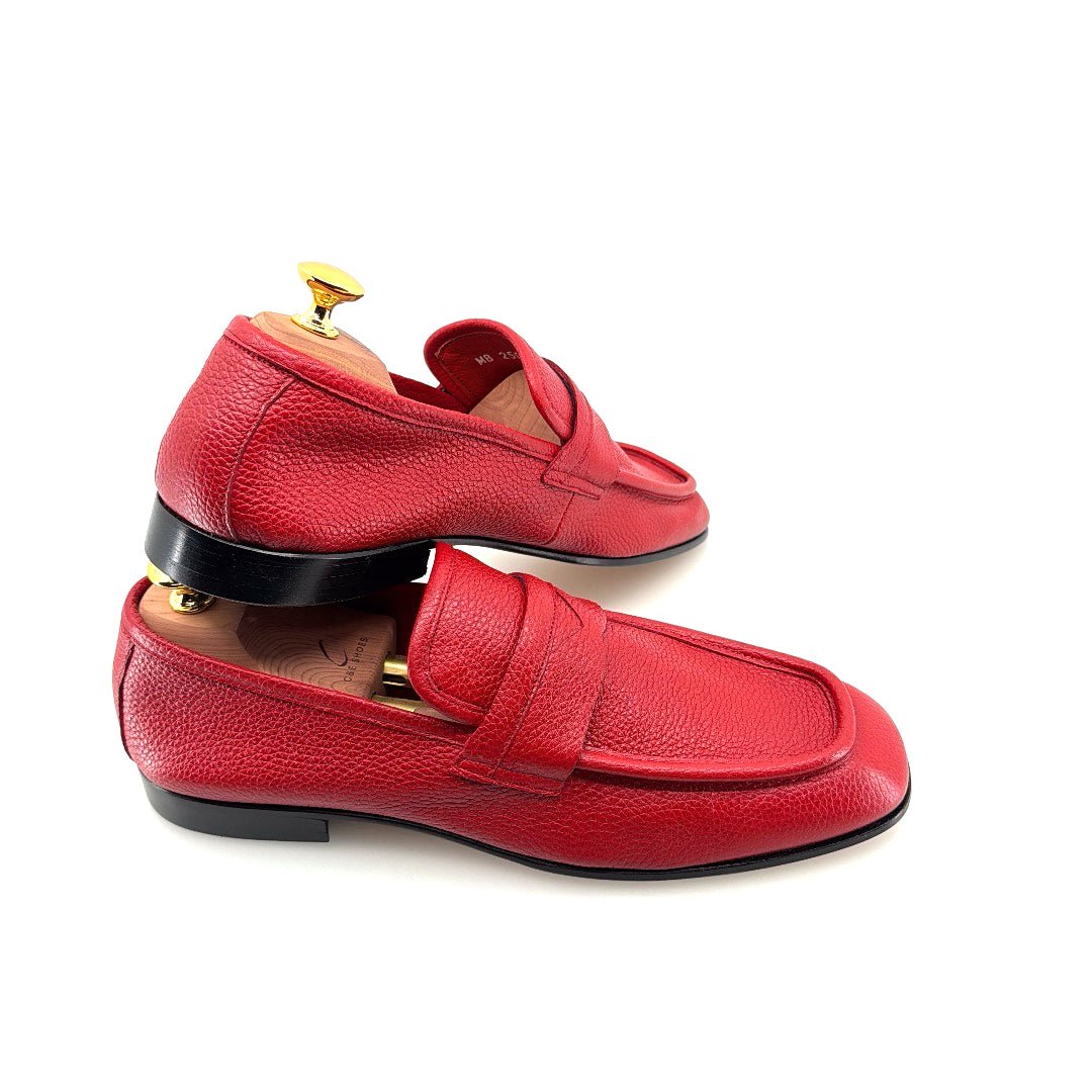 C Collection Deerskin Penny Loafer - Red - Pendo Store