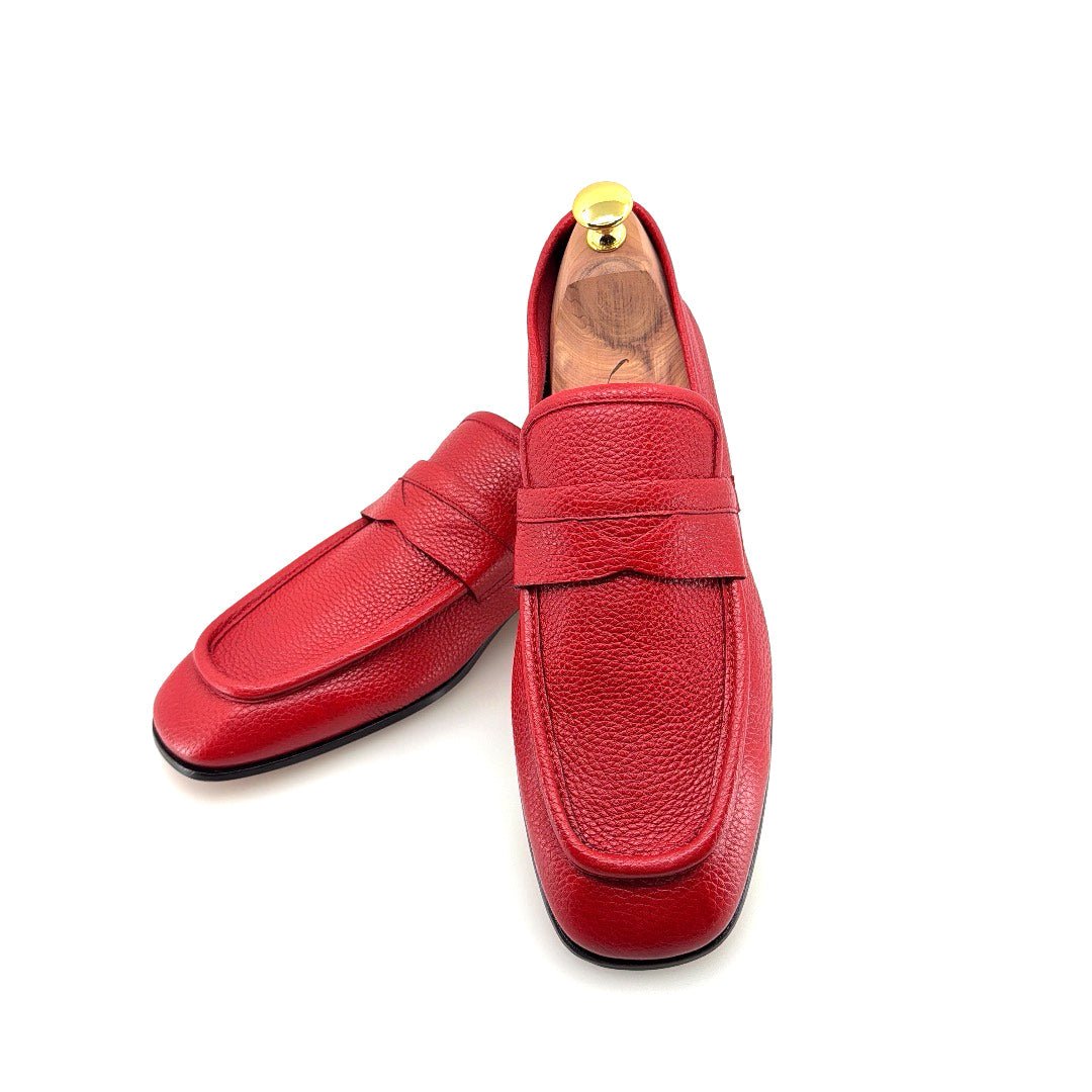 C Collection Deerskin Penny Loafer - Red - Pendo Store