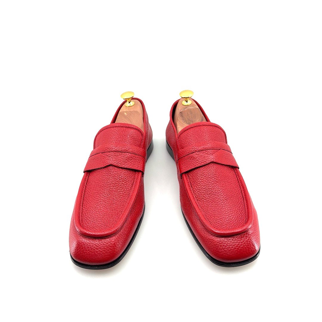 C Collection Deerskin Penny Loafer - Red - Pendo Store