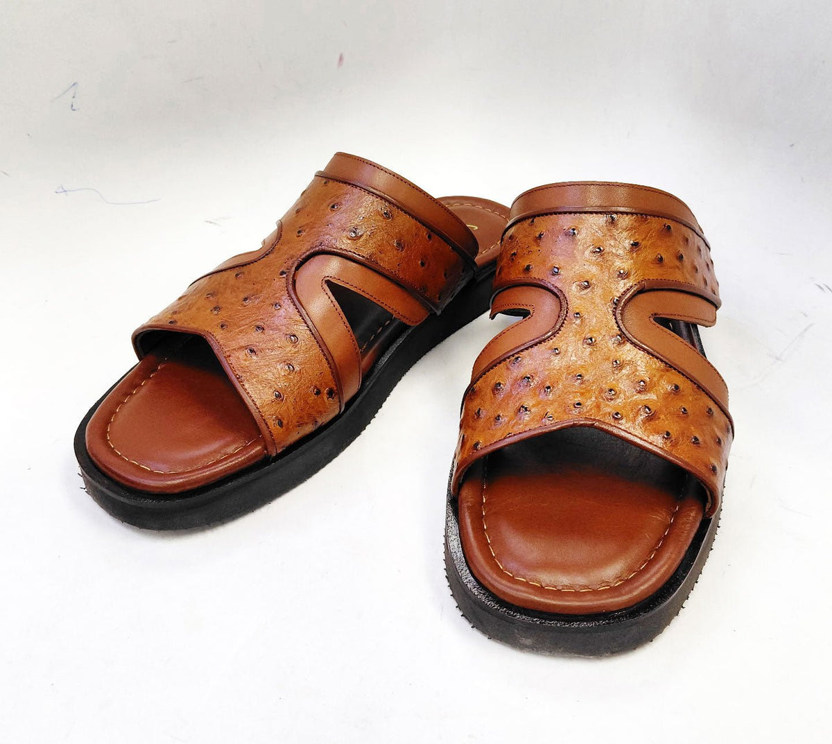 C Collection Ostrich Calfskin Sandal - Tan - Pendo Store