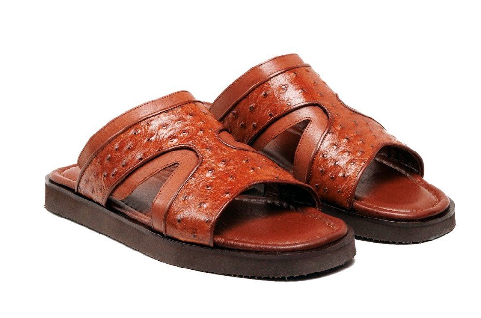 C Collection Ostrich Calfskin Sandal - Tan - Pendo Store