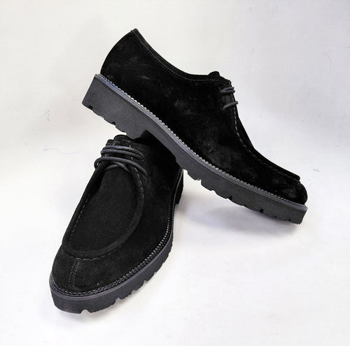 C Collection Suede Lace Up Shoe - Black - Pendo Store