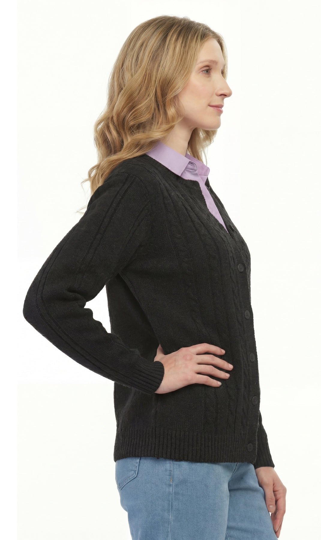 Cable Knit Button Front Cardigan - Pendo Store