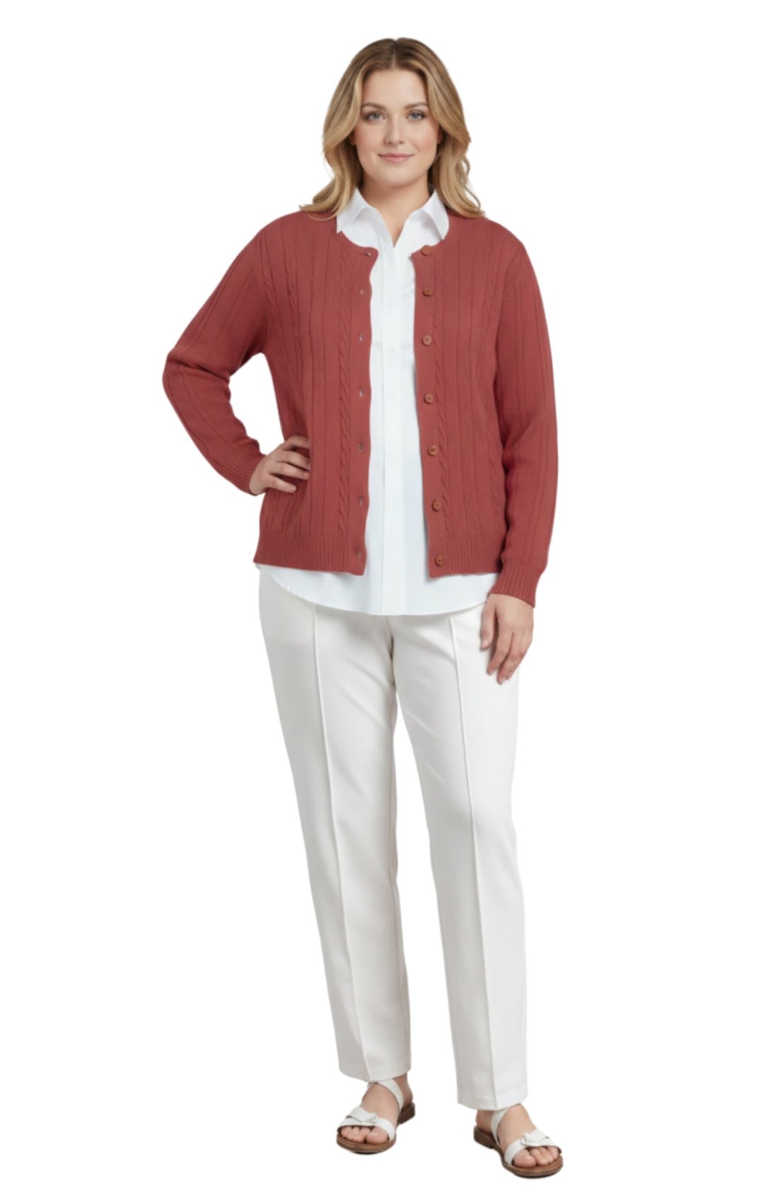 Cable Knit Button Front Cardigan - Pendo Store