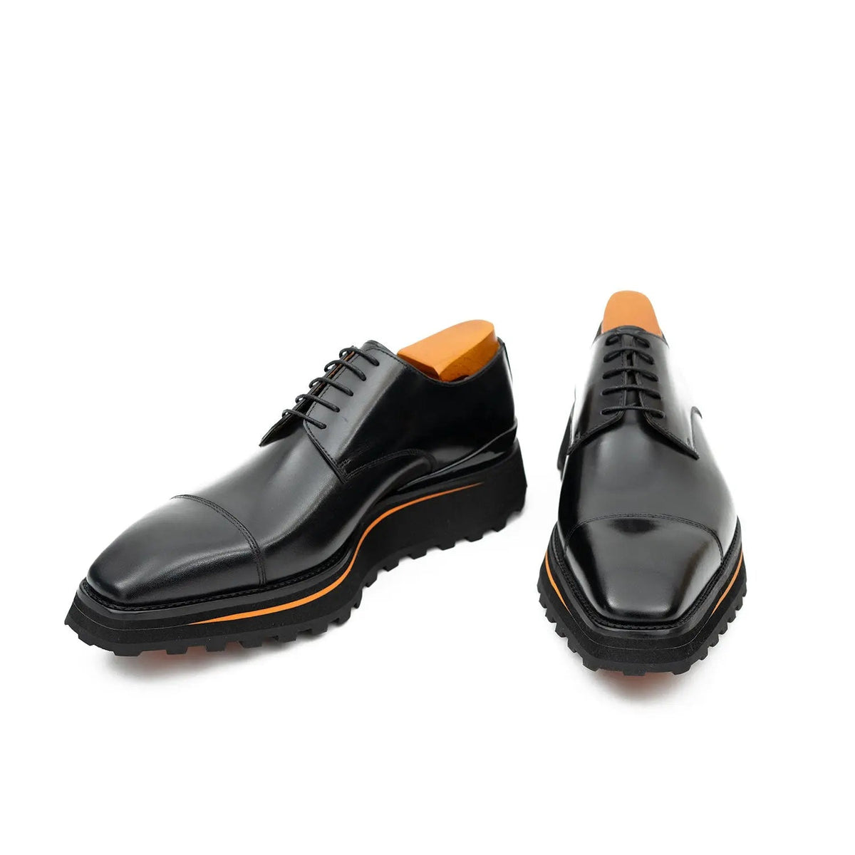 Calf leather dress three quarters derby shoes Black - Pendo Store