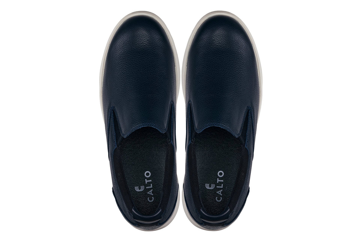 CALTO - J1421 - 2.8 Inches Taller (Dark Slate Blue) - Leather Loafers - Pendo Store