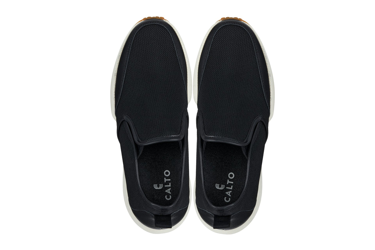 CALTO - J1433 - 3.3 Inches Taller (Black) - Casual Chunky Sole Sneaker Loafers - Pendo Store