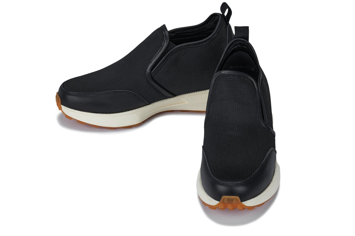 CALTO - J1433 - 3.3 Inches Taller (Black) - Casual Chunky Sole Sneaker Loafers - Pendo Store