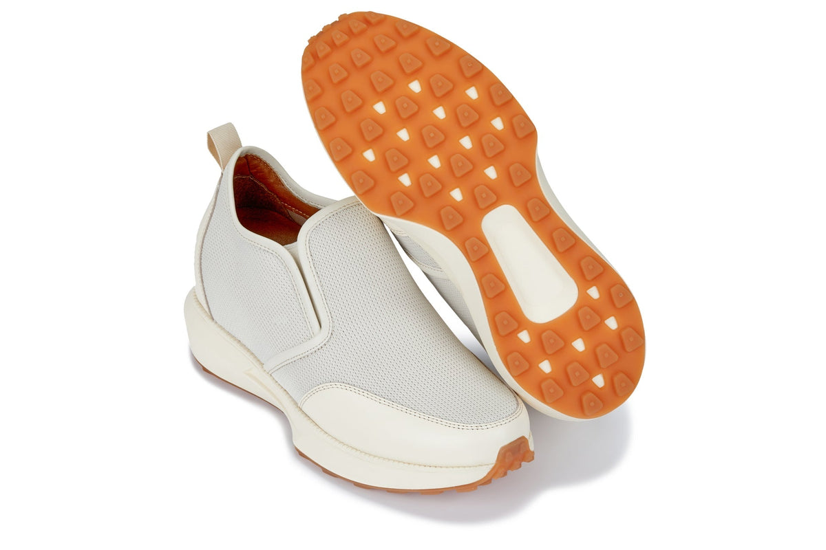 CALTO - J1434 - 3.3 Inches Taller (Off-White) - Casual Chunky Sole Sneaker Loafers - Pendo Store
