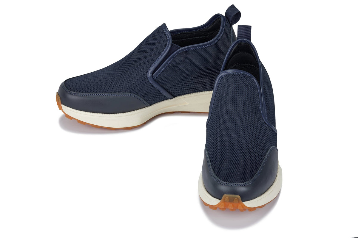 CALTO - J1435 - 3.3 Inches Taller (Dark Blue) - Casual Chunky Sole Sneaker Loafers - Pendo Store