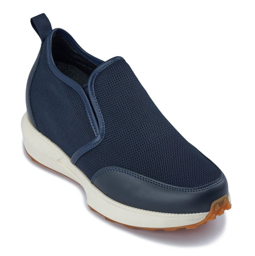 CALTO - J1435 - 3.3 Inches Taller (Dark Blue) - Casual Chunky Sole Sneaker Loafers - Pendo Store