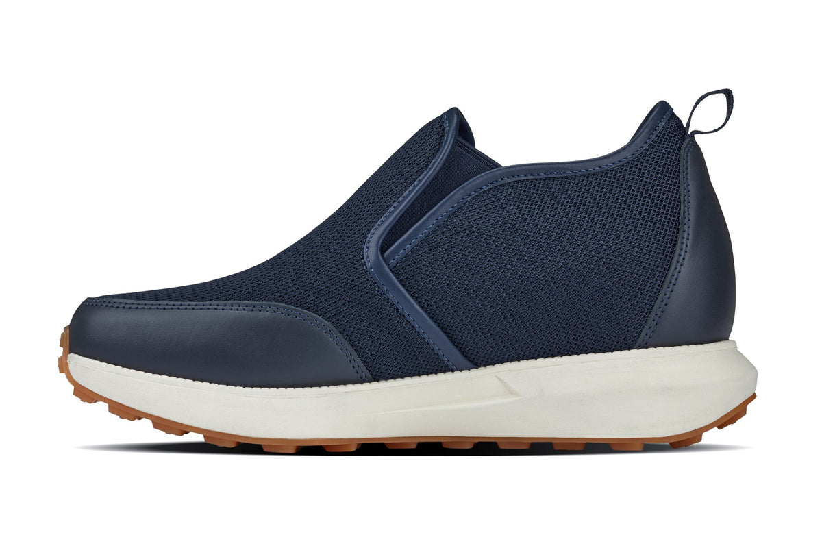 CALTO - J1435 - 3.3 Inches Taller (Dark Blue) - Casual Chunky Sole Sneaker Loafers - Pendo Store