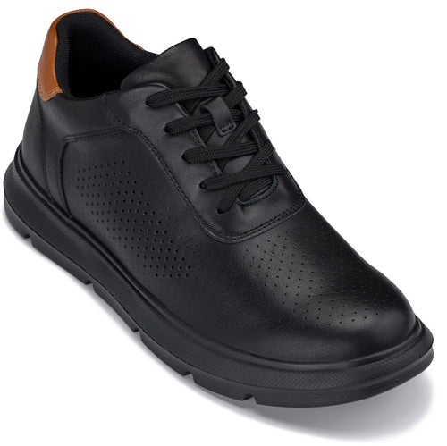CALTO - J1580 - 2.6 Inches Taller (Black/Black Sole) - Lightweight Casual Walkers - Pendo Store