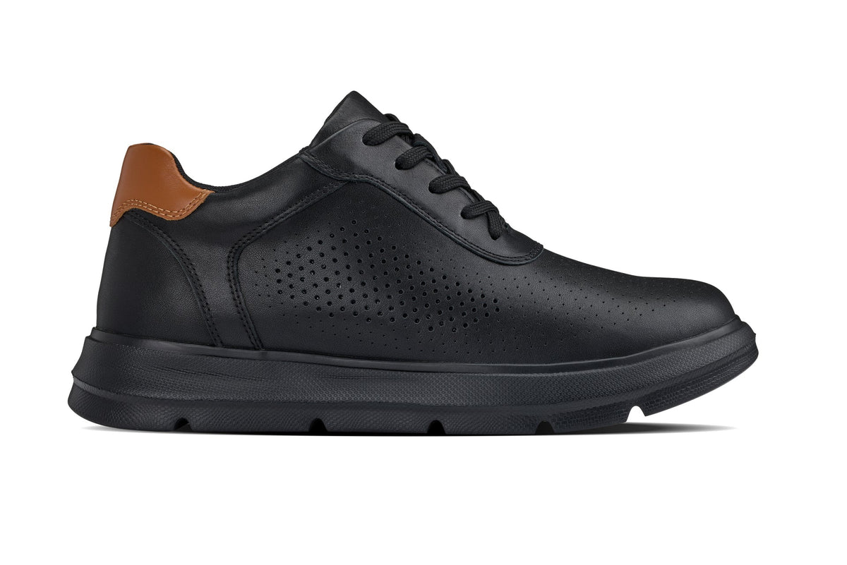 CALTO - J1580 - 2.6 Inches Taller (Black/Black Sole) - Lightweight Casual Walkers - Pendo Store