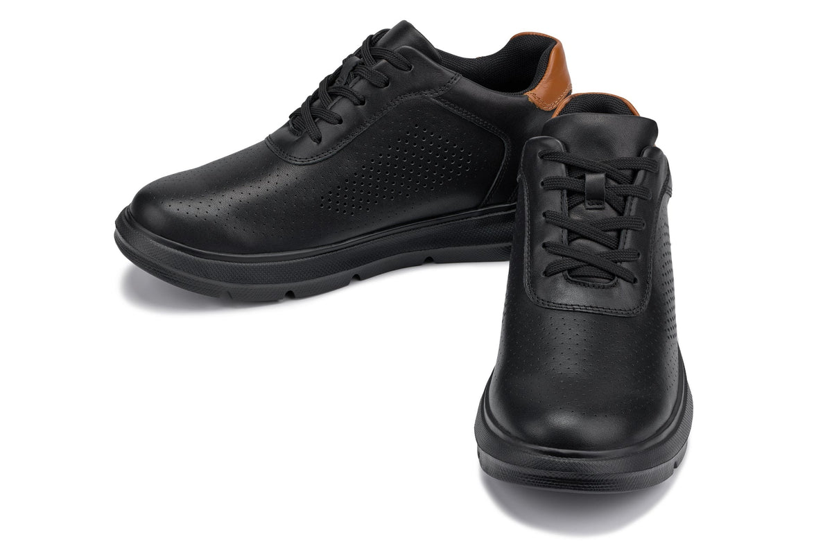 CALTO - J1580 - 2.6 Inches Taller (Black/Black Sole) - Lightweight Casual Walkers - Pendo Store