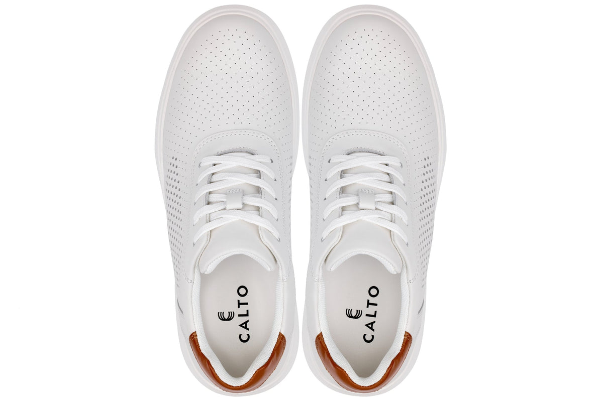 CALTO - J1581 - 2.6 Inches Taller (White) - Lightweight Casual Walkers - Pendo Store