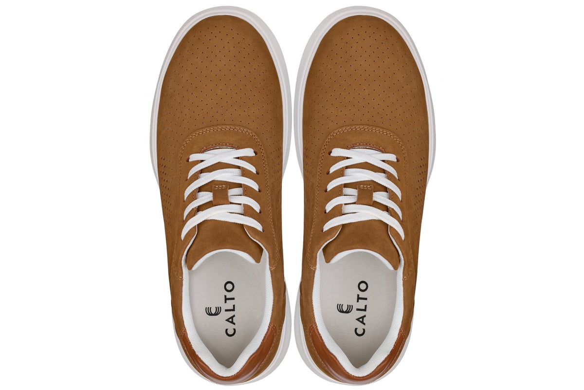 CALTO - J1583 - 2.6 Inches Taller (Brown) - Lightweight Casual Walkers - Pendo Store