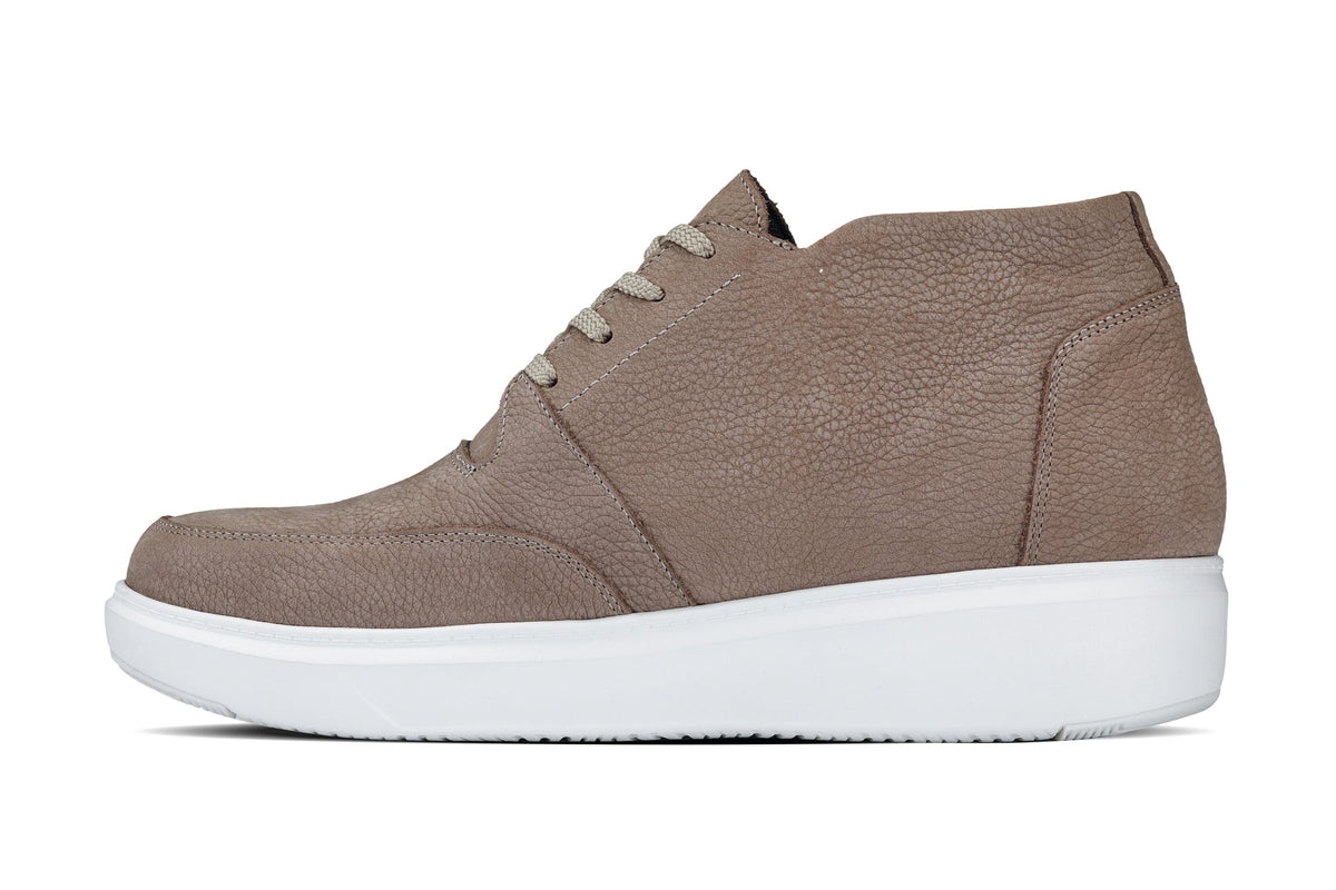 CALTO - J1770 - 3.2 Inches Taller (Khaki) - Casual Chunky Sole Boots – Soft Pebble Grain Nubuck Leather - Pendo Store