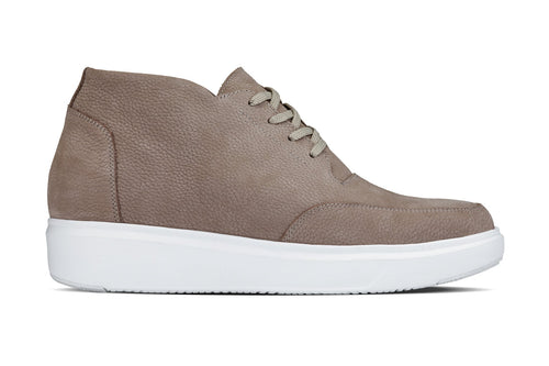 CALTO - J1770 - 3.2 Inches Taller (Khaki) - Casual Chunky Sole Boots – Soft Pebble Grain Nubuck Leather - Pendo Store