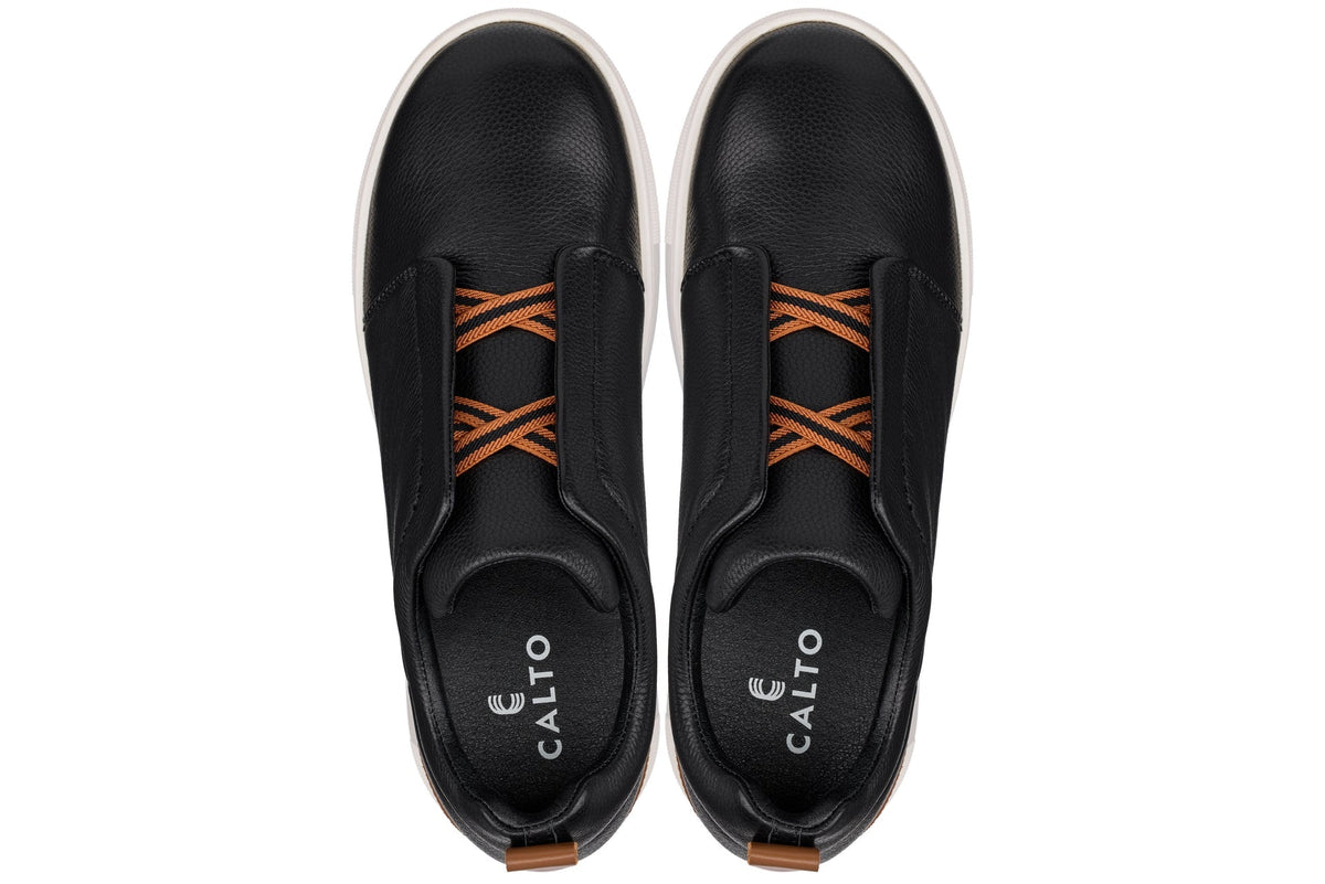 CALTO - J1932 - 2.6 Inches Taller (Black/White Sole) - Slip-On Snoafers - Pendo Store