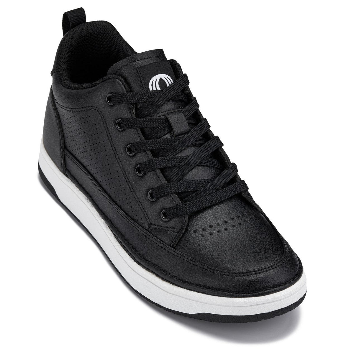 CALTO - Q271 - 2 Inches Taller (Black Noir) - Elevated Leatherette Micro-Perforated Sneakers - Pendo Store